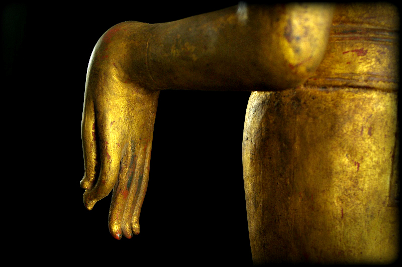 Extremely Rare Early 19C Standing Laos Buddha #B055